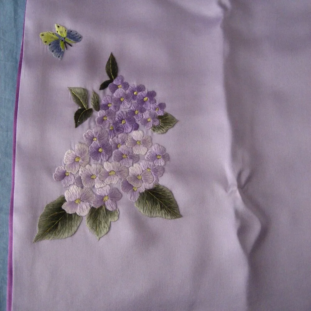Vintage Silk Suzhou Shu Chinese Hand Embroidered Scarf, New - Picture 5 of 5